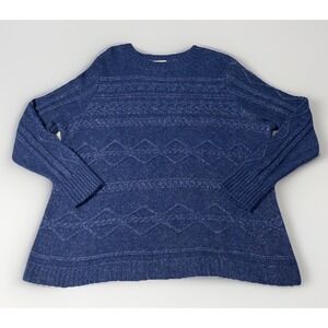 St. John's Bay Cable Knit Blue Fisherman Sweater Womens Size XXL Classic Minimal